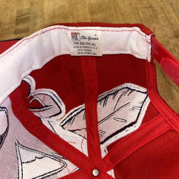 VINTAGE NWT 90' CLEVELAND INDIANS BIG INDIAN HEAD MLB BLUE/RED WOOL SNAPBACK - Picture 6 of 11